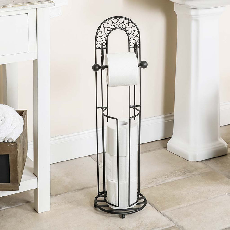 Sunnypoint bathroom free standing toilet tissue paper roll holder stand clearance